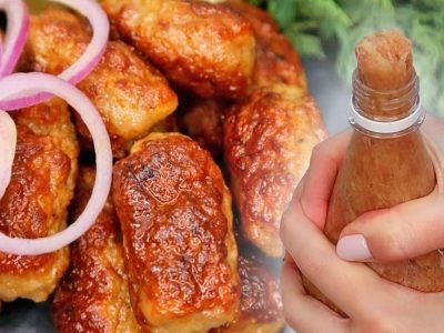 Свиные колбаски на сковороде