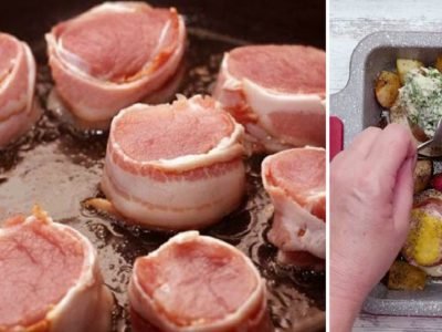 Свиные медальоны в беконе