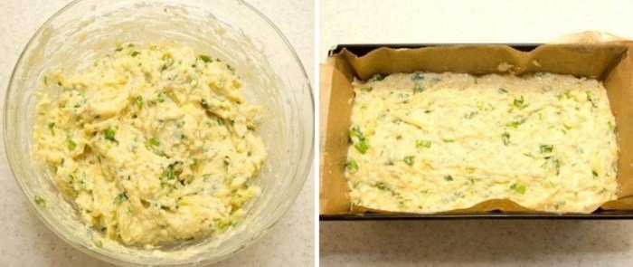 Сырный кекс зеленью, этапы приготовления