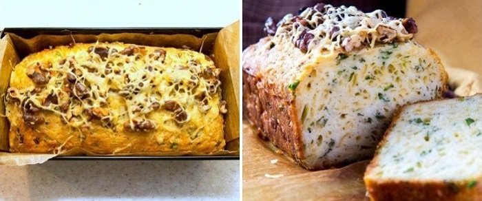 Кекс с сыром и зеленью, пошаговое приготовление