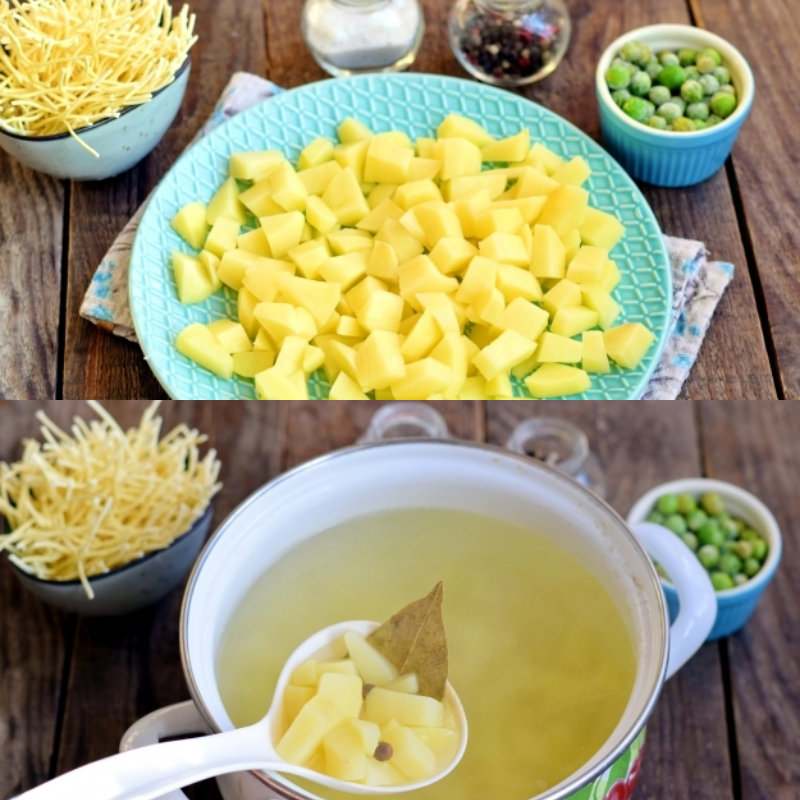 сырный суп с горошком