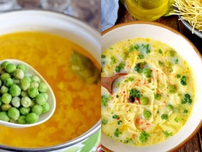 Сырный суп с горошком