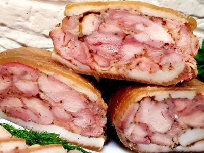Закуска из курицы в сале