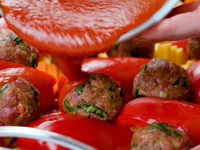 Тефтели с овощами в духовке