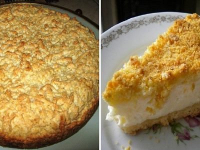 Тертый пирог с творогом