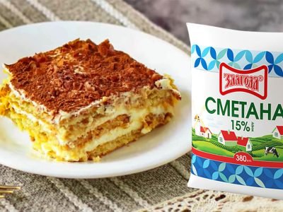 Тирамису со сметаной и галетным печеньем