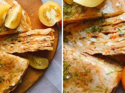 Сочный торт из кабачков с морковью и луком