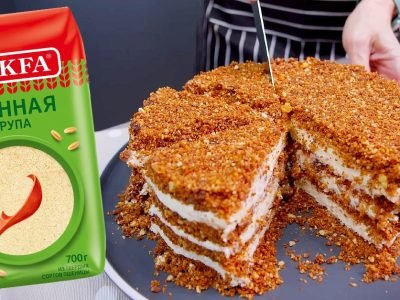 Быстрый торт с нежным кремом из манки