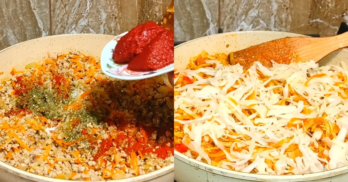 тушеная капуста с фаршем