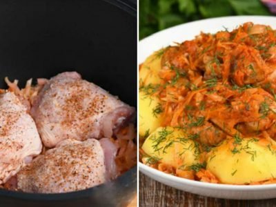 Тушеная курица с капустой и картошкой