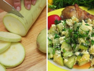 Тушеные кабачки с яйцами