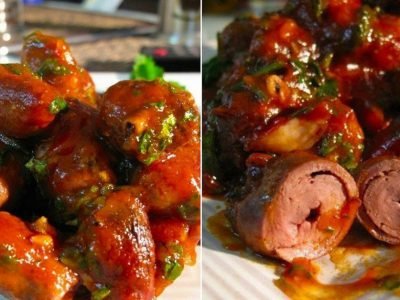 Тушеные куриные сердечки