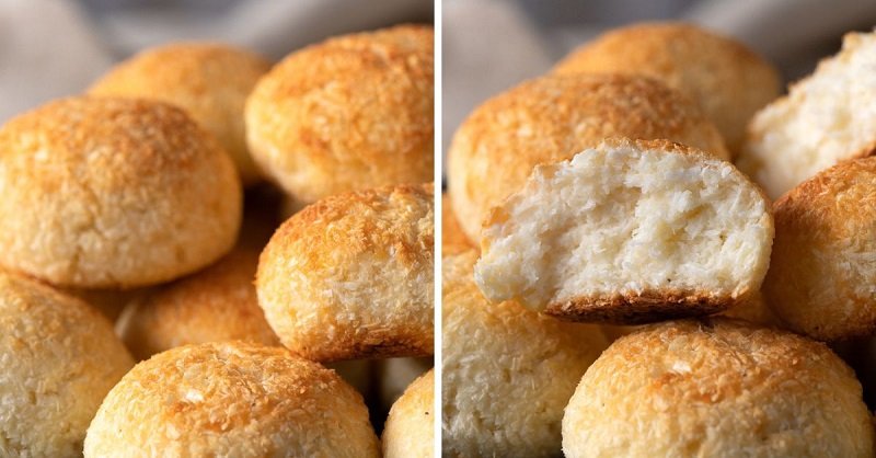 творожно-кокосовое печенье в разрезе