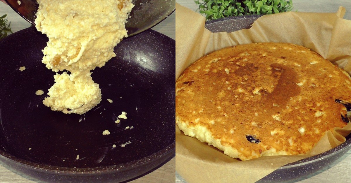 творожный коржик на сковороде