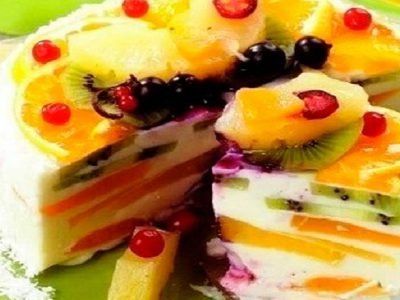 Творожный торт с фруктами