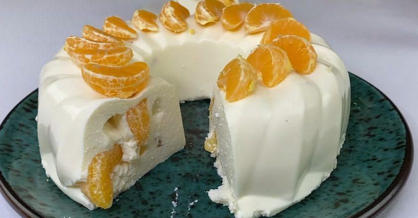 Быстрый творожный торт с мандаринами