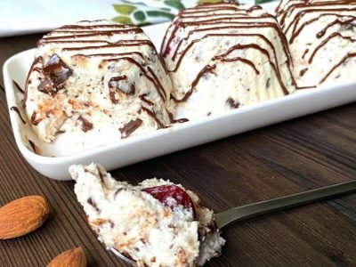 Ленивый творожный зефир с вишнями