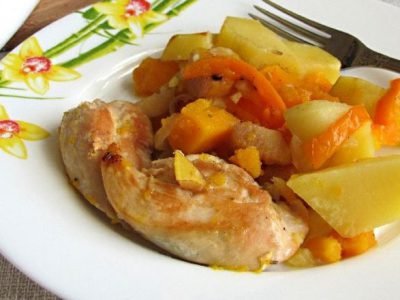 Тыква с курицей
