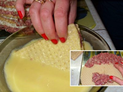 Вафельные коржи с фаршем