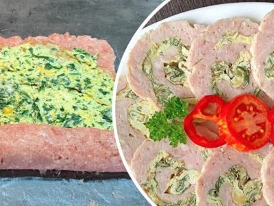 Вареный мясной рулет из фарша