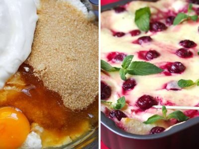 Вишнево-творожная лазанья