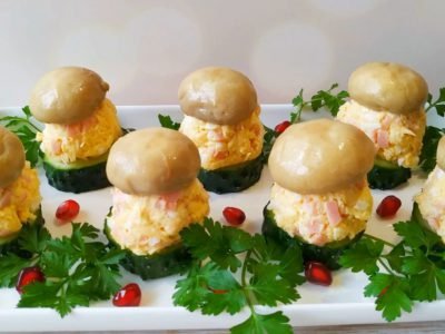 Закуска из ветчины и сыра «Грибочки»
