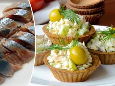 Нежная закуска с селедкой в тарталетках