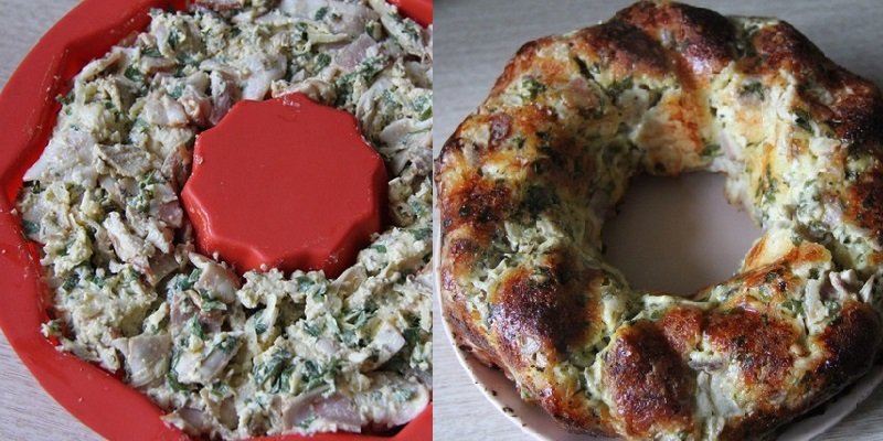 закусочный пирог с беконом и сыром