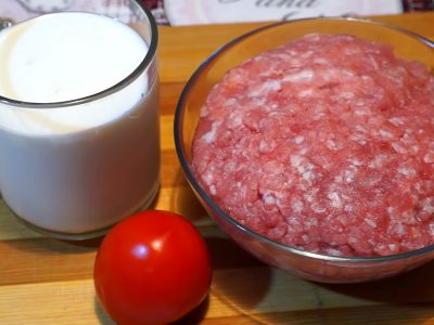 Заливной пирог на кефире с фаршем