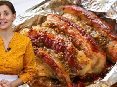 Запеченное сало с чесноком