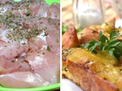 Запеченный картофель с курицей