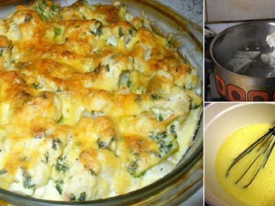 Запеканка из цветной капусты с брокколи