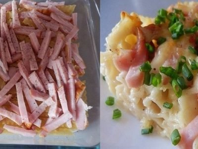 Запеканка из макарон с ветчиной