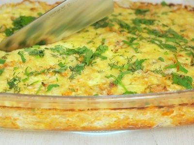 Запеканка из молодой капусты с рисом
