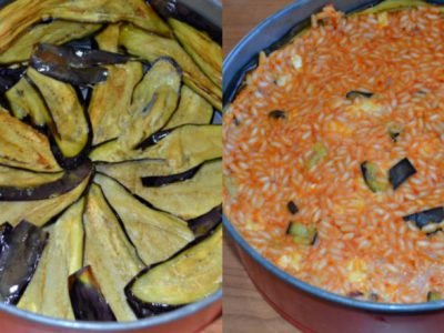 Запеканка из риса с баклажанами