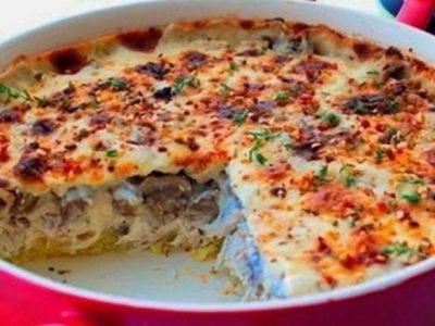 Запеканка из шампиньонов и курицы