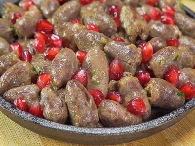 Жареные куриные сердечки