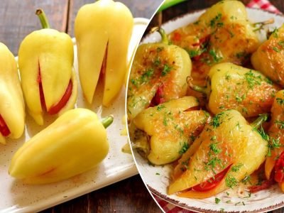 Жареный болгарский перец с томатами и чесноком